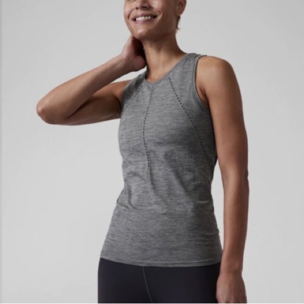 Athleta Foothill Heathered Grey Split Back Tank T… - image 2